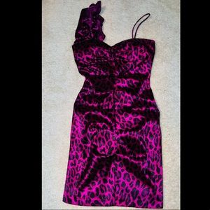Purple & Black Leopard Print Dress